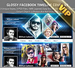 网站首页头部模板：Glossy Facebook Timeline Cover V3
